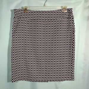 Black White Pattern Pencil Skirt Geometric Print Knee Length Work Office Skirt